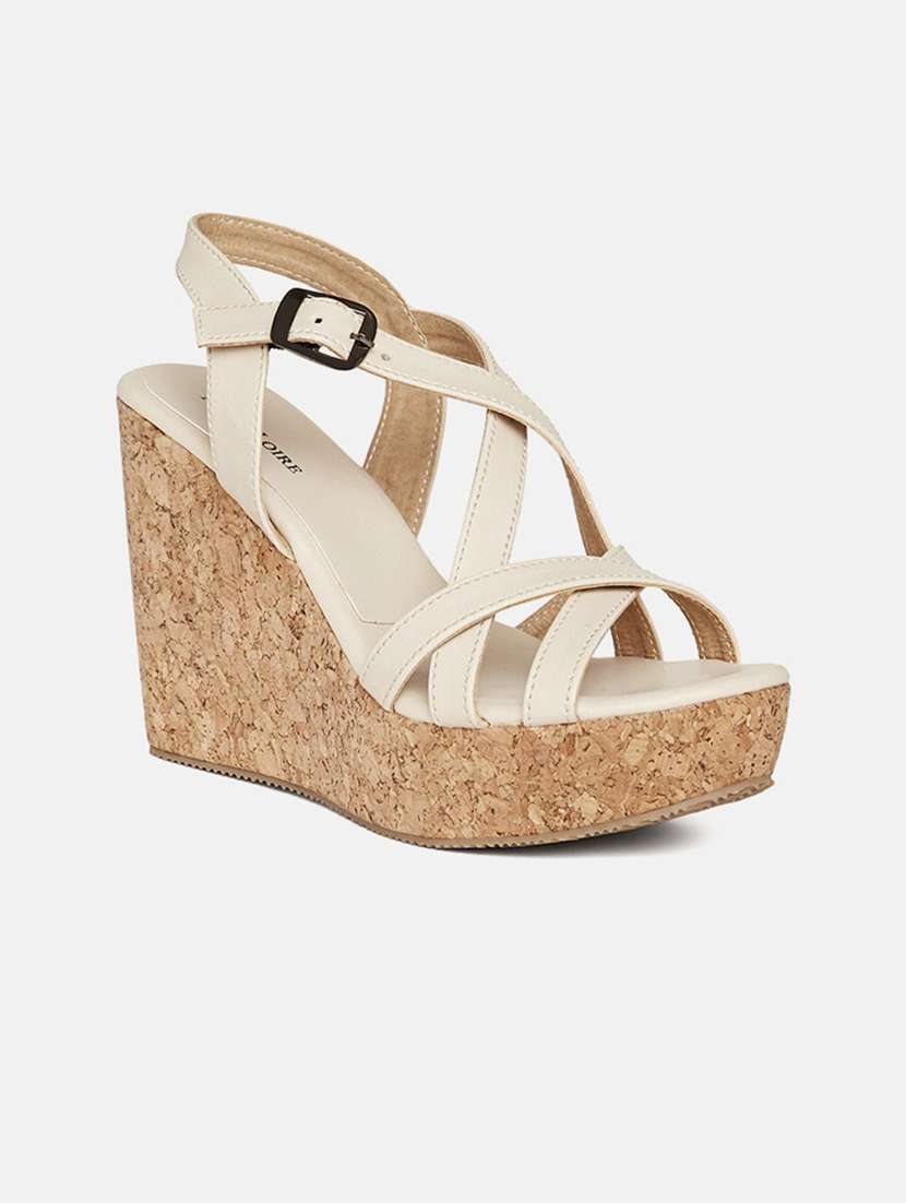 marc loire women's cream buckle sandal