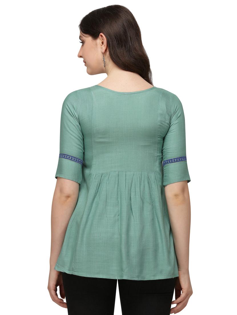 women's peplum round neck top - 19666628 - Standard Image - 2