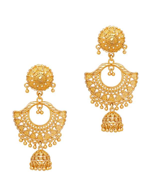 gold brass chandballi earring - 19666849 - Zoom Image - 0