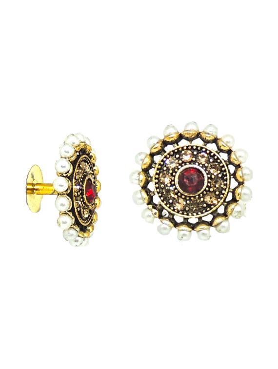 gold brass studs earring - 19666940 - Standard Image - 2