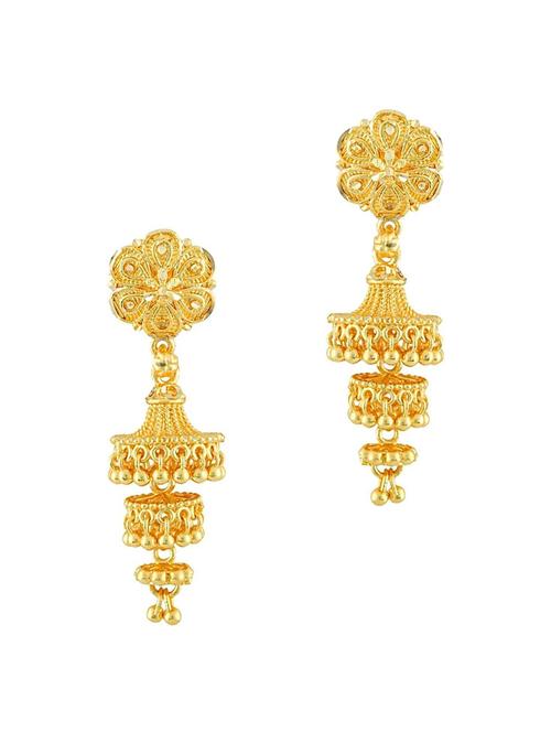 gold brass jhumka earring - 19666993 -  Standard Image - 0