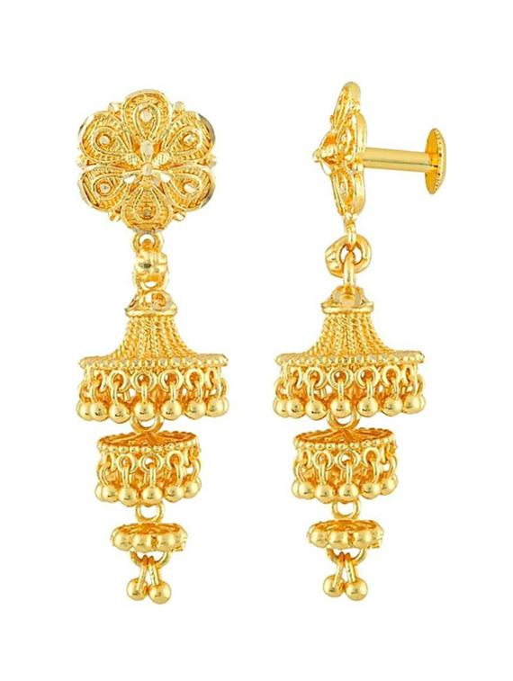 gold brass jhumka earring - 19666993 - Standard Image - 2