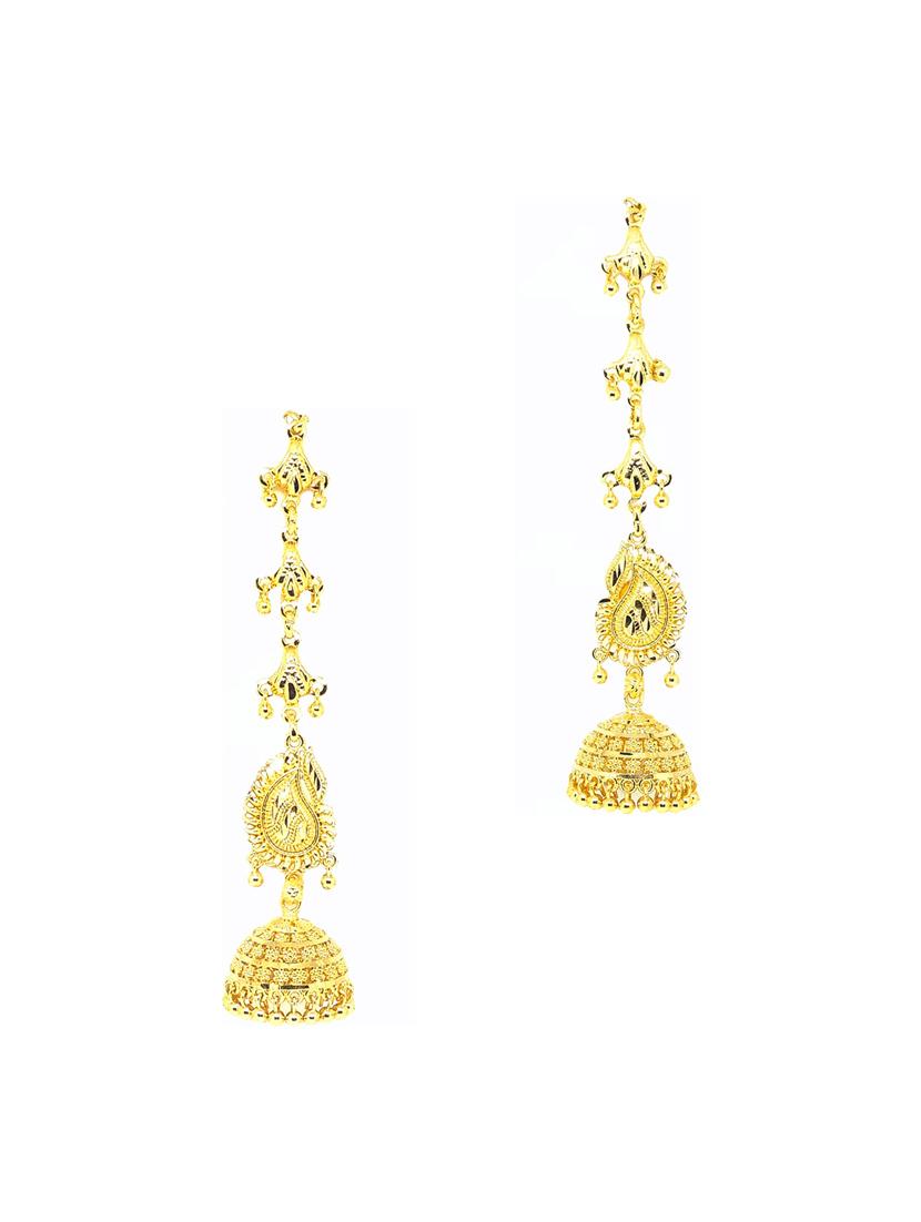gold brass jhumka earring - 19667002 - Zoom Image - 0