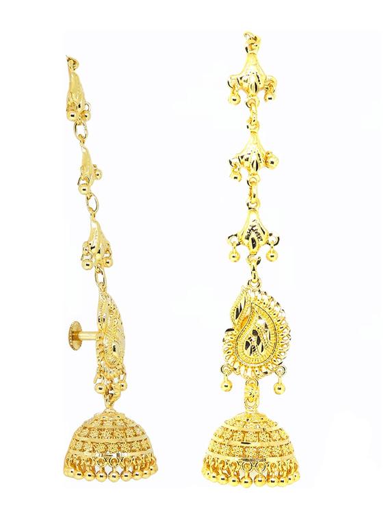 gold brass jhumka earring - 19667002 - Standard Image - 2