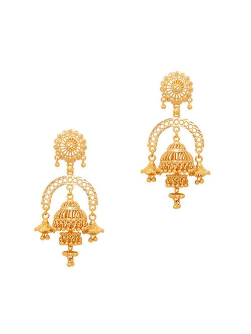gold brass jhumka earring - 19667051 -  Standard Image - 0