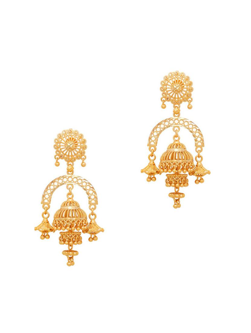 gold brass jhumka earring - 19667051 -  Zoom Image - 0