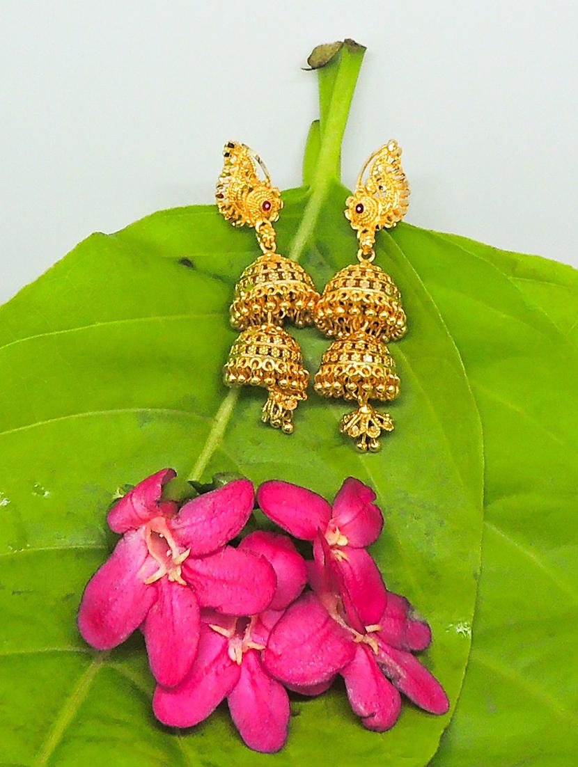 gold brass studs earring - 19667079 - Standard Image - 2