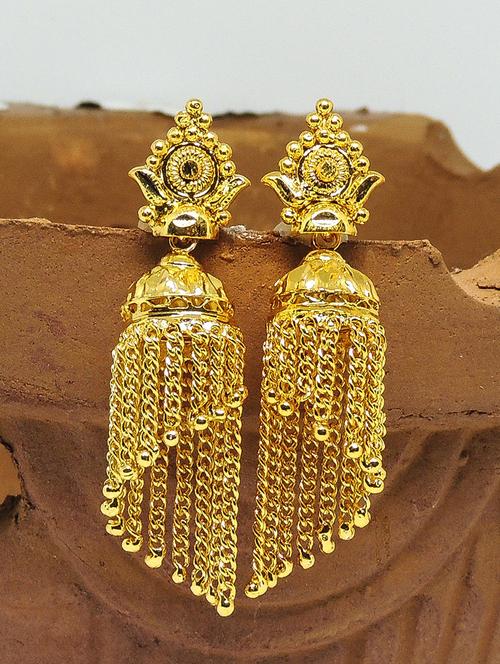 gold brass jhumka earring - 19667270 -  Standard Image - 0