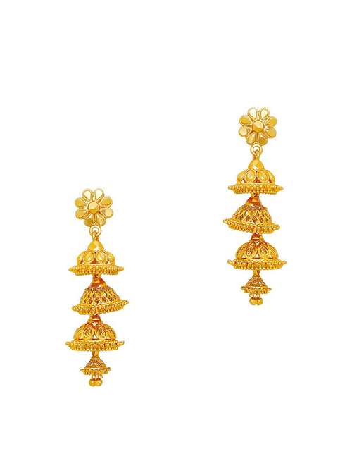 gold brass jhumka earring - 19667314 - Standard Image - 0