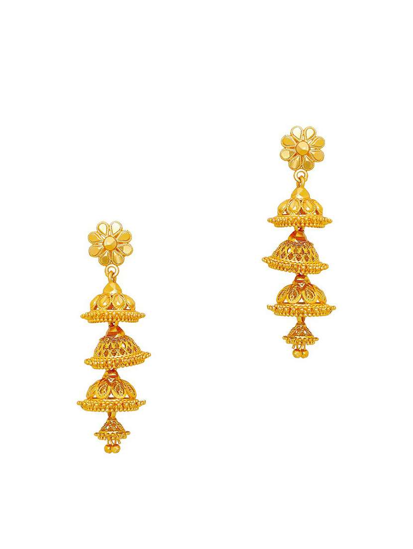gold brass jhumka earring - 19667314 - Zoom Image - 0