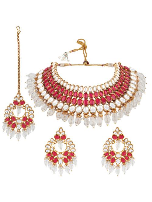 matushri art indian traditional necklace with earrings and maang tikka - 19668677 -  Standard Image - 0