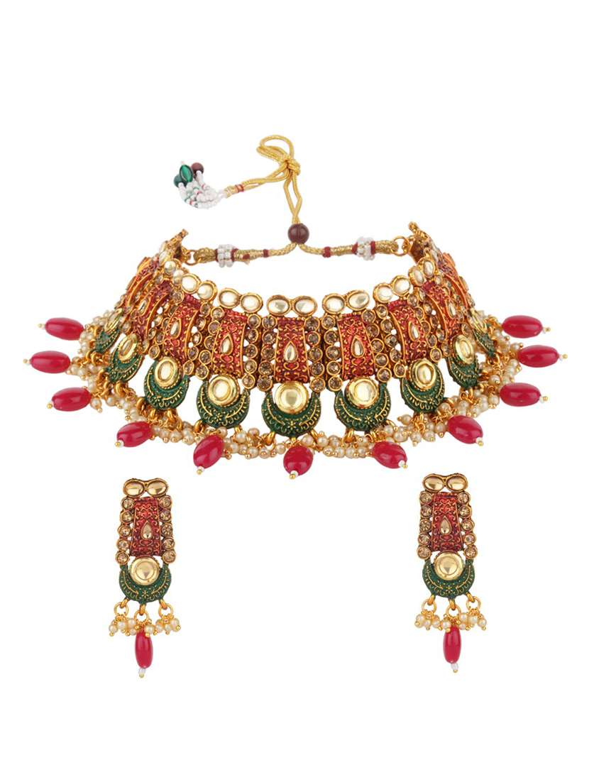 matushri art indian traditional necklace with earrings 