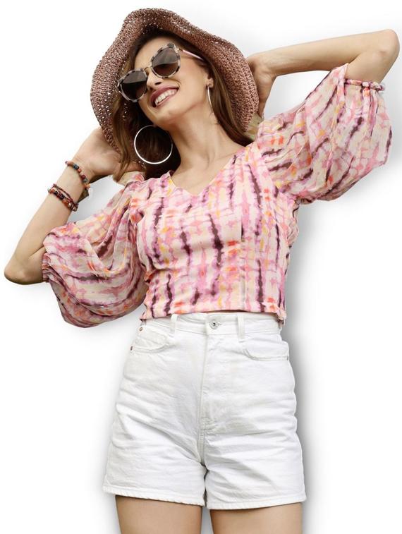 women's crop v neck top - 19668949 -  Zoom Image - 0