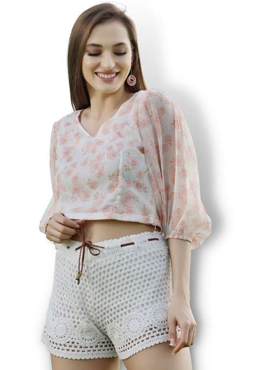 women's crop v neck top - 19668957 - Zoom Image - 0