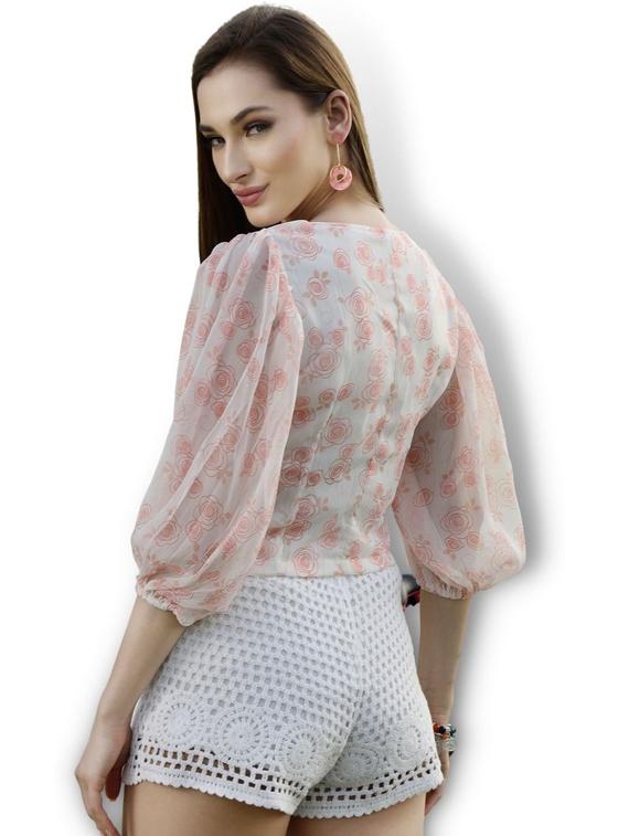women's crop v neck top - 19668957 - Standard Image - 2