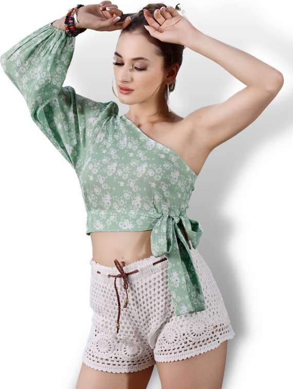 women's crop single shoulder top