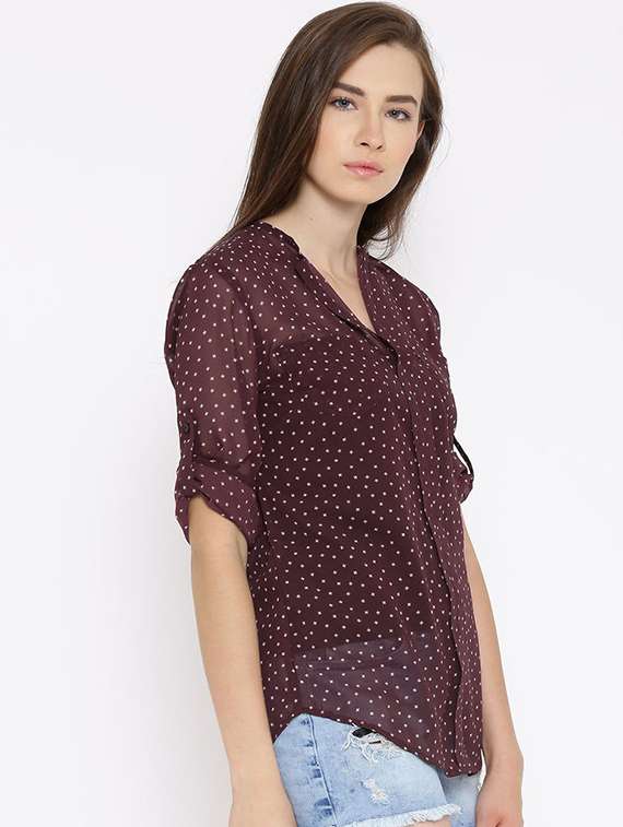 notch neck printed regular top - 19668986 -  Standard Image - 2