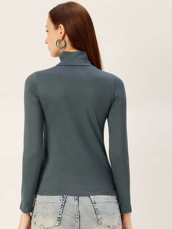 women high neck solid regular top - 19668999 -  Standard Image - 2