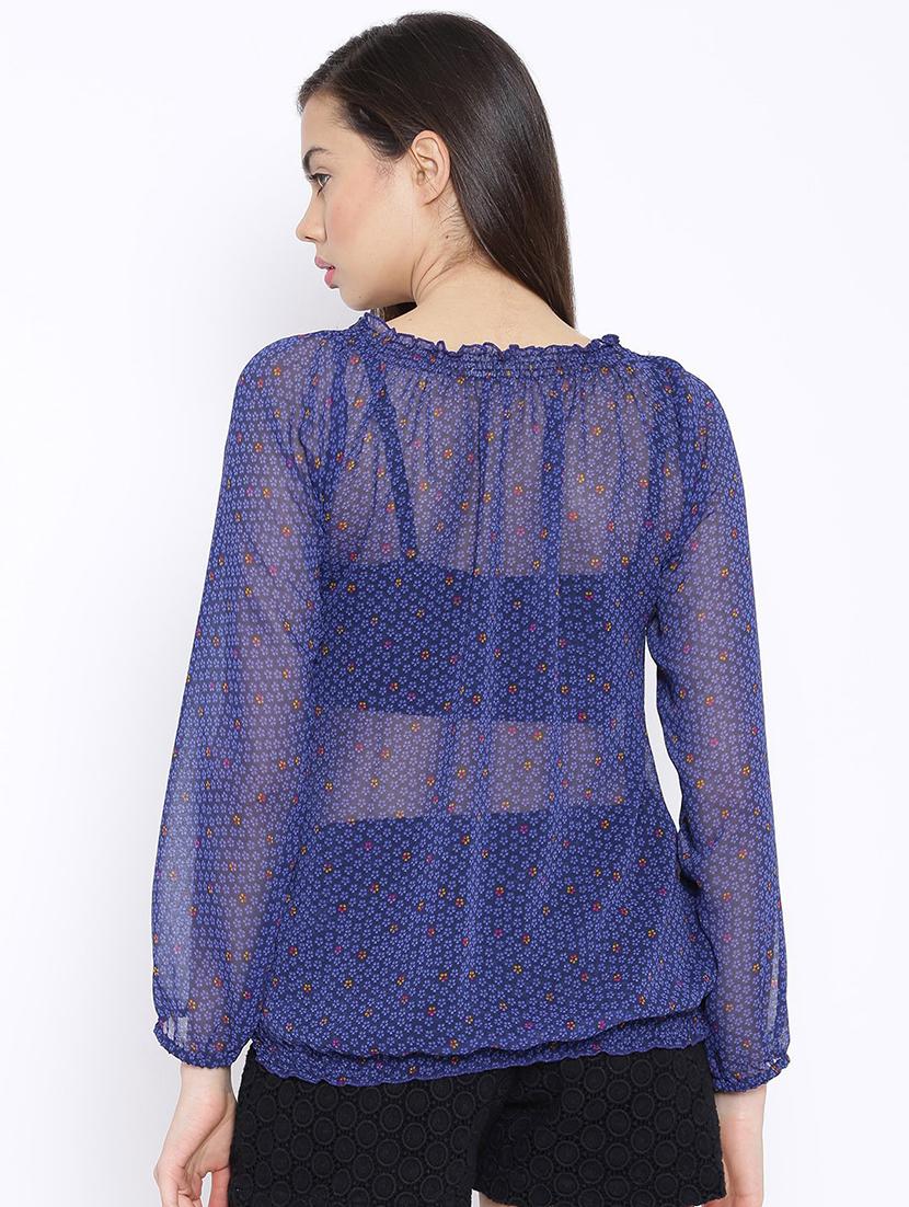 round neck floral printed regular top - 19669005 - Standard Image - 2