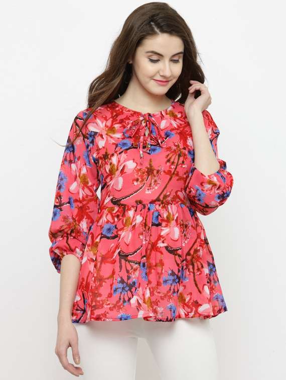 women's peplum tie-up neck top - 19669009 -  Zoom Image - 0