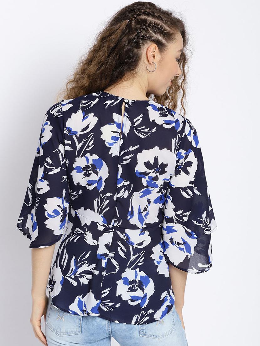round neck floral printed regular top - 19669032 - Standard Image - 2