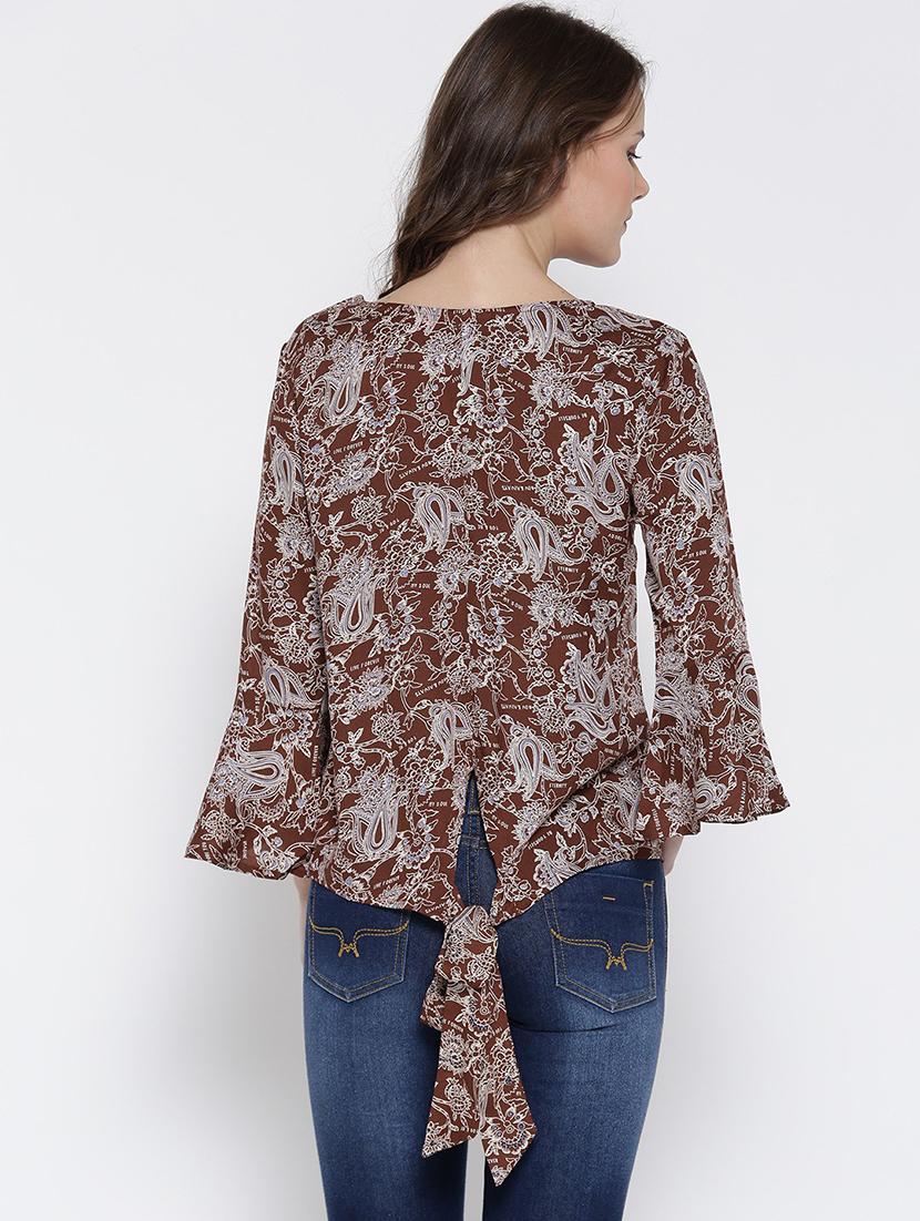 round neck printed peplum top - 19669050 - Standard Image - 2
