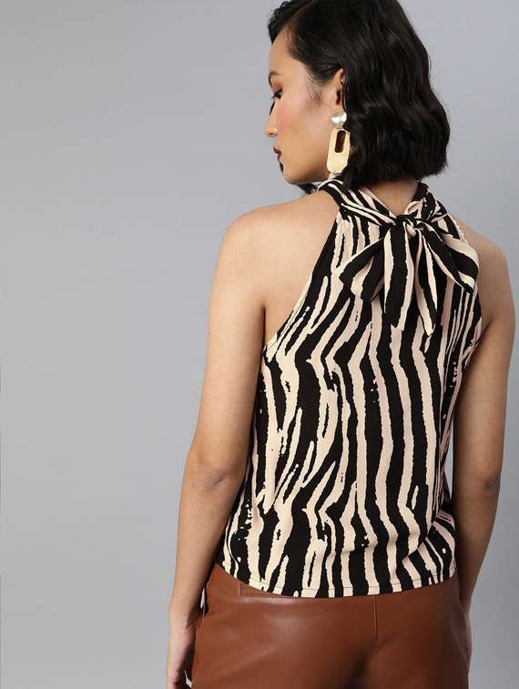 women halter neck printed top - 19669056 - Standard Image - 2