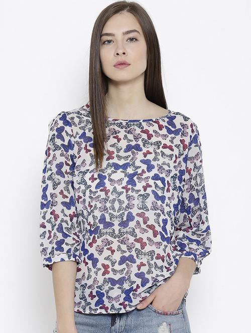 women boat neck printed top - 19669068 -  Standard Image - 0