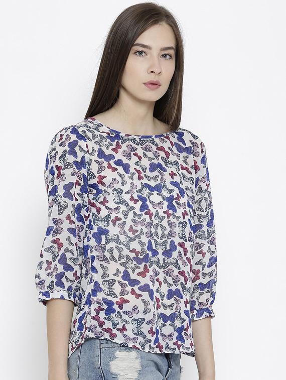 women boat neck printed top - 19669068 - Standard Image - 2