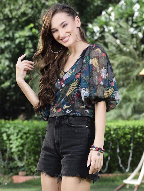 women's crop v neck top - 19669076 -  Standard Image - 0