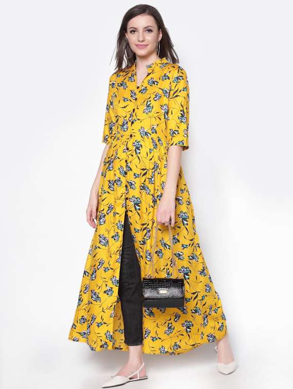 mandarin neck floral print long tunic - 19669108 -  Standard Image - 2