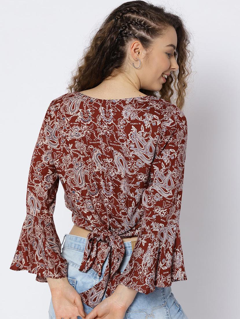 round neck printed crop top - 19669111 - Standard Image - 2
