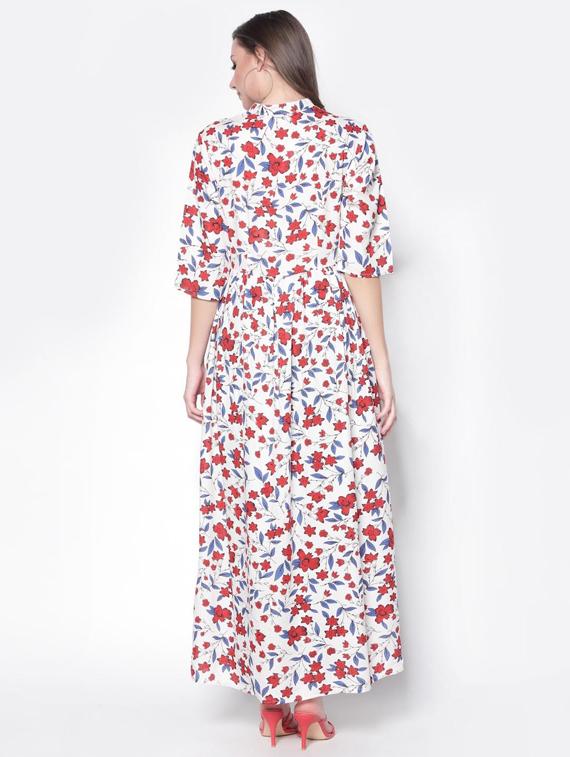 women mandarin collar printed a-line dress - 19669115 - Standard Image - 2