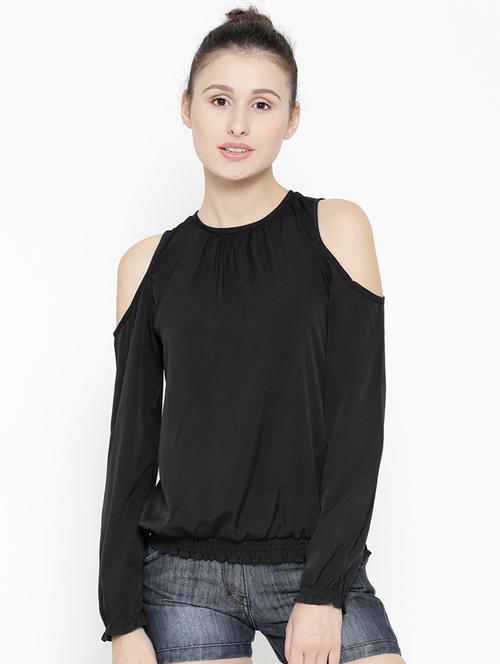 women round neck cold shoulder top - 19669151 - Standard Image - 0