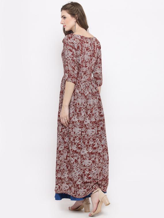 women boat neck printed kurta palazzo set - 19670302 - Standard Image - 2