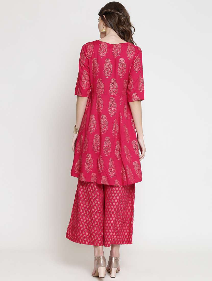printed kurta with palazzo set - 19670319 -  Standard Image - 2