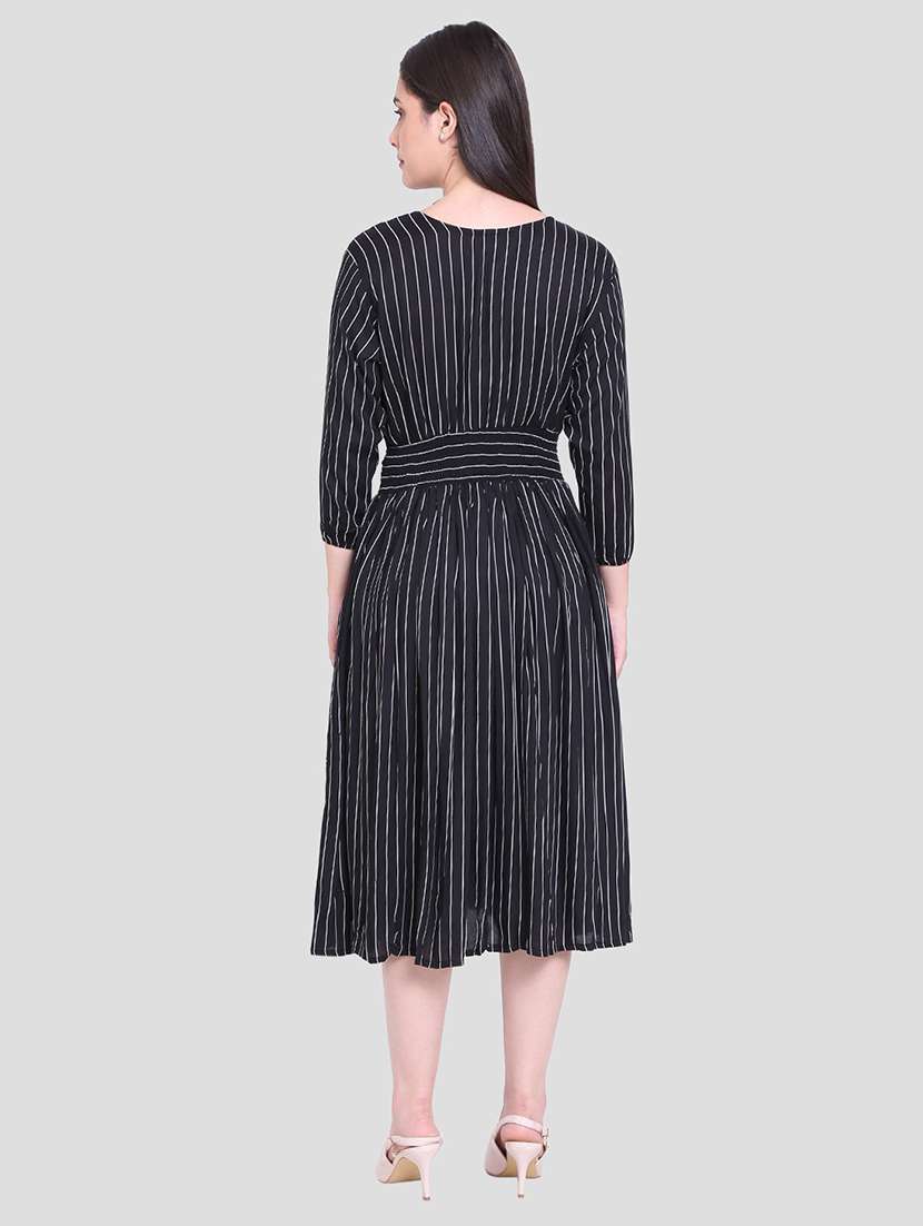 women's fit & flare striped dress - 19670863 - Standard Image - 2