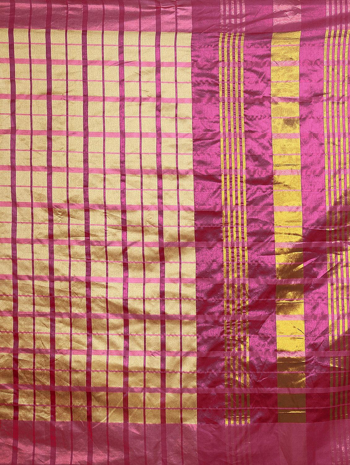 check woven saree with blouse - 19672431 - Standard Image - 2
