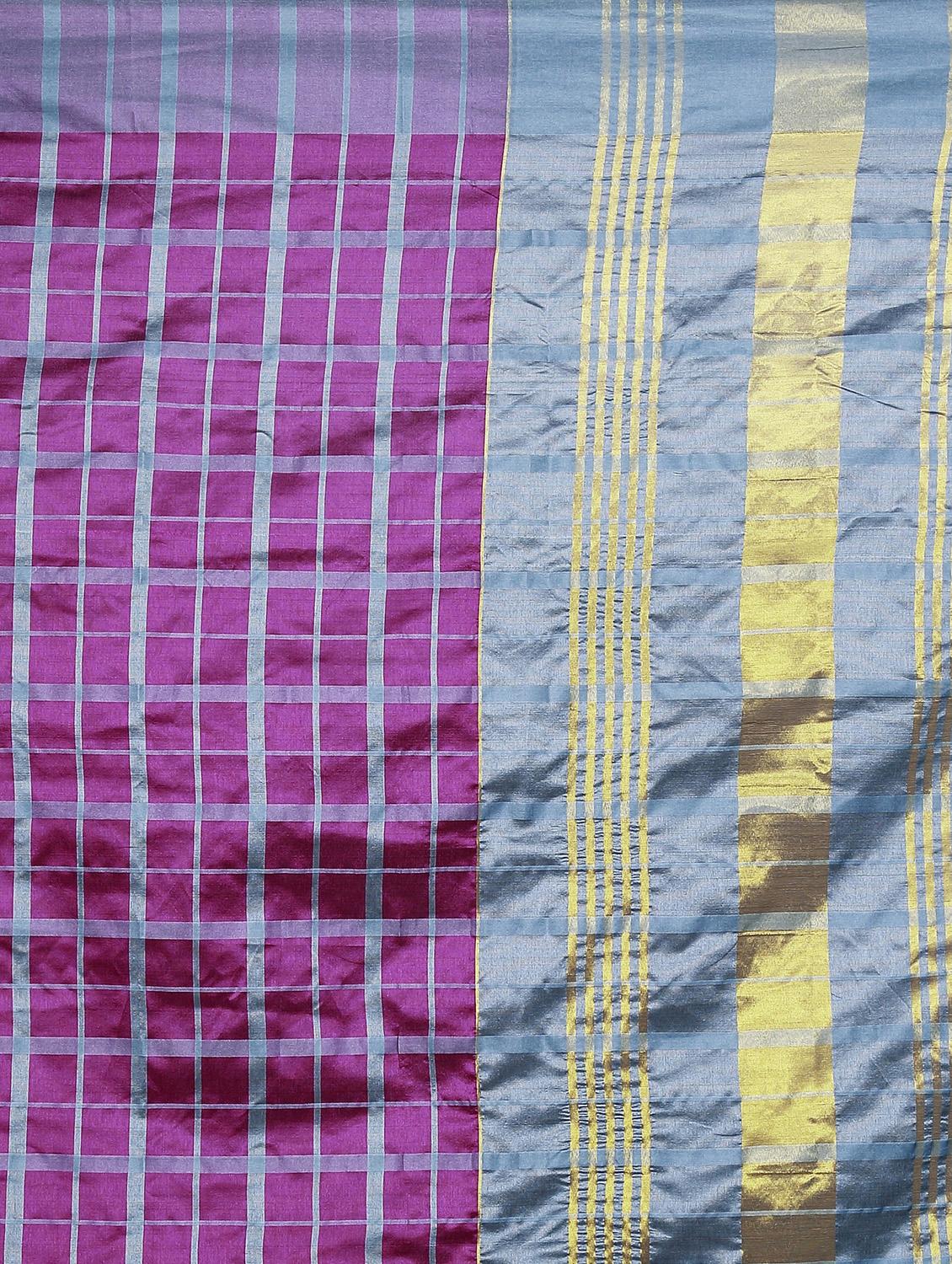 women's checks magenta colored saree with blouse - 19672440 - Standard Image - 2