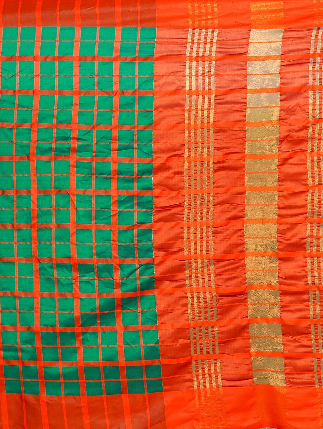 check woven saree with blouse - 19672441 - Standard Image - 2