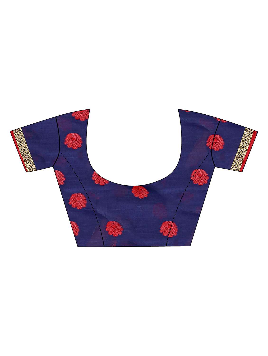 women's floral navy blue colored saree with blouse - 19672456 - Standard Image - 2