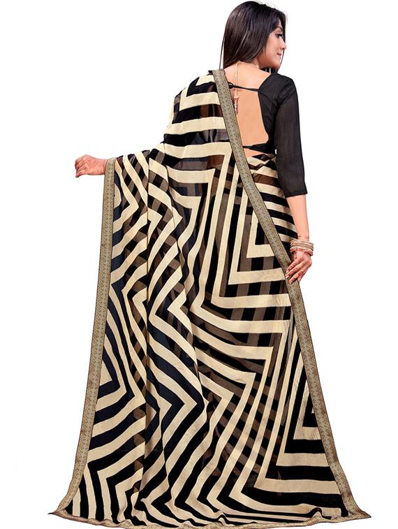 check printed saree with blouse - 19672598 - Standard Image - 2