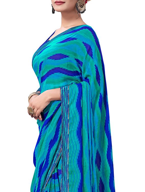 self-design printed saree with blouse - 19672599 - Standard Image - 2