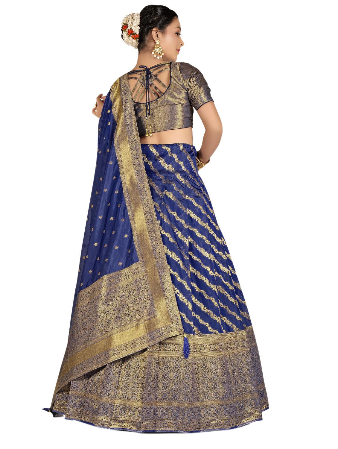 blue art silk lehenga - 19679018 - Standard Image - 2