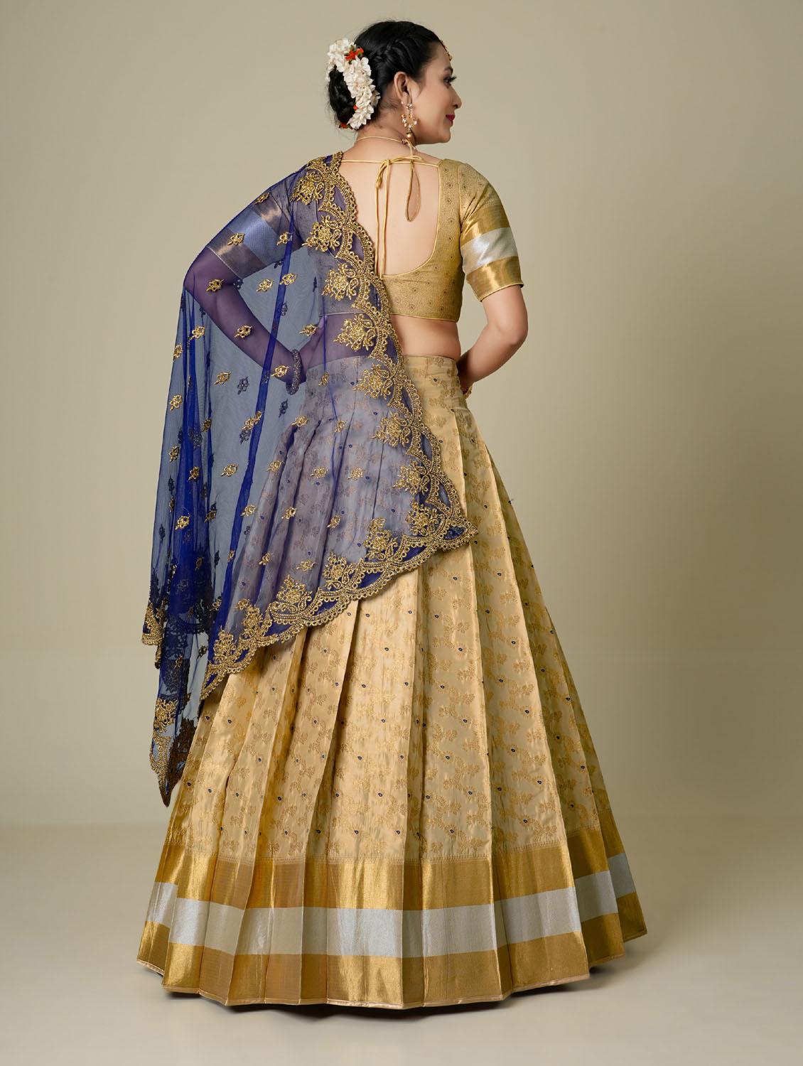 gold art silk lehenga - 19679026 - Standard Image - 2
