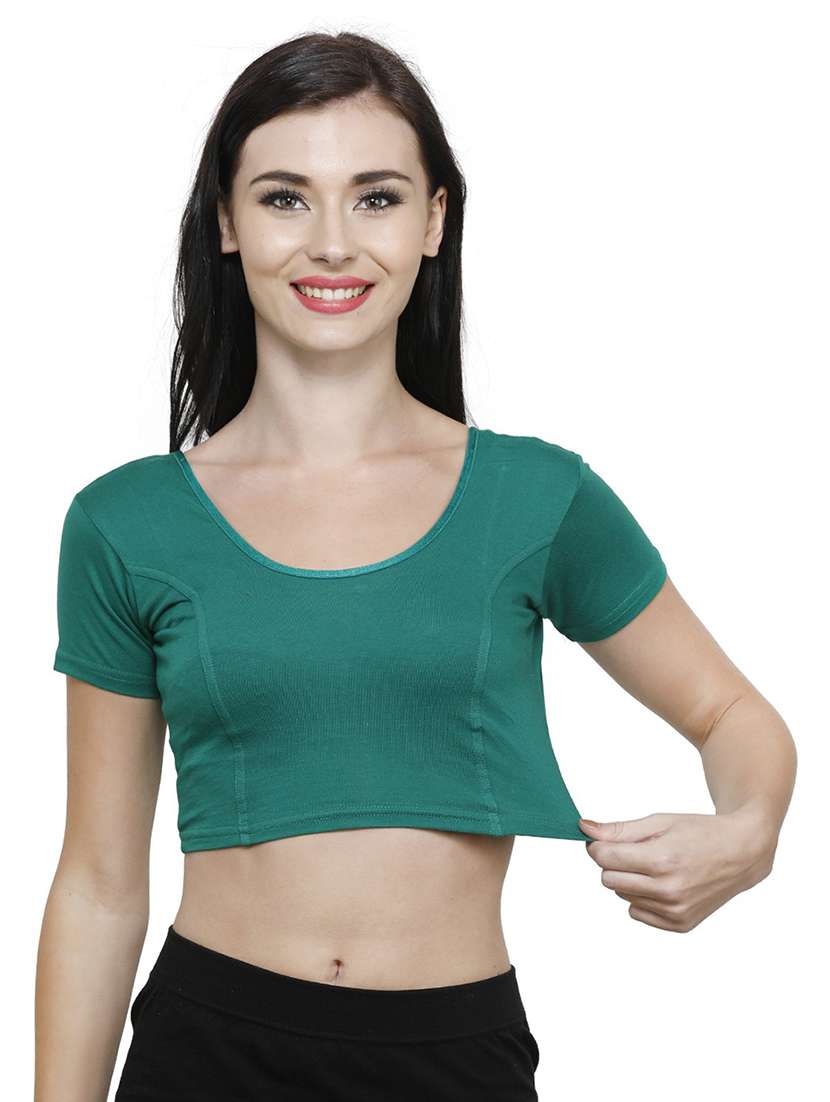 green cotton blend regular blouse - 19682062 - Standard Image - 2