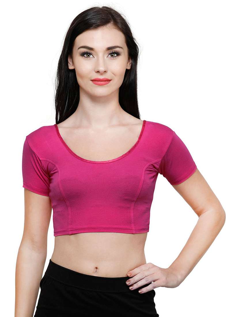 women solid round neck stitched blouse - 19682063 - Zoom Image - 0