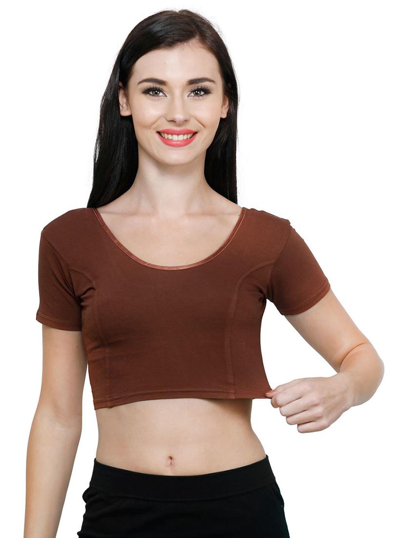 women solid round neck stitched blouse - 19682065 - Standard Image - 2