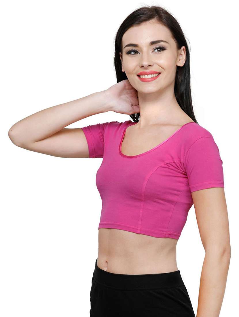 women solid round neck stitched blouse - 19682067 - Standard Image - 2