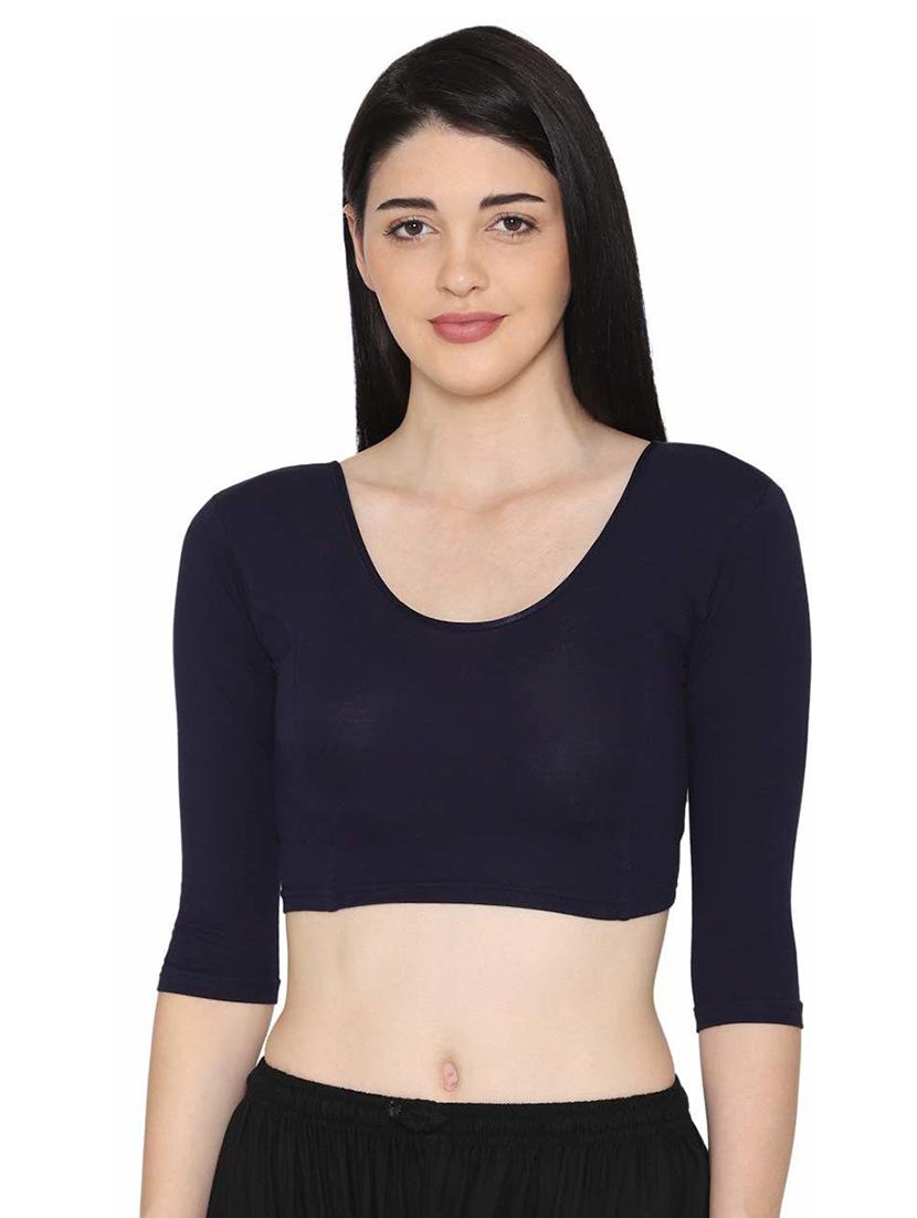 blue cotton blend regular blouse - 19682073 - Zoom Image - 0